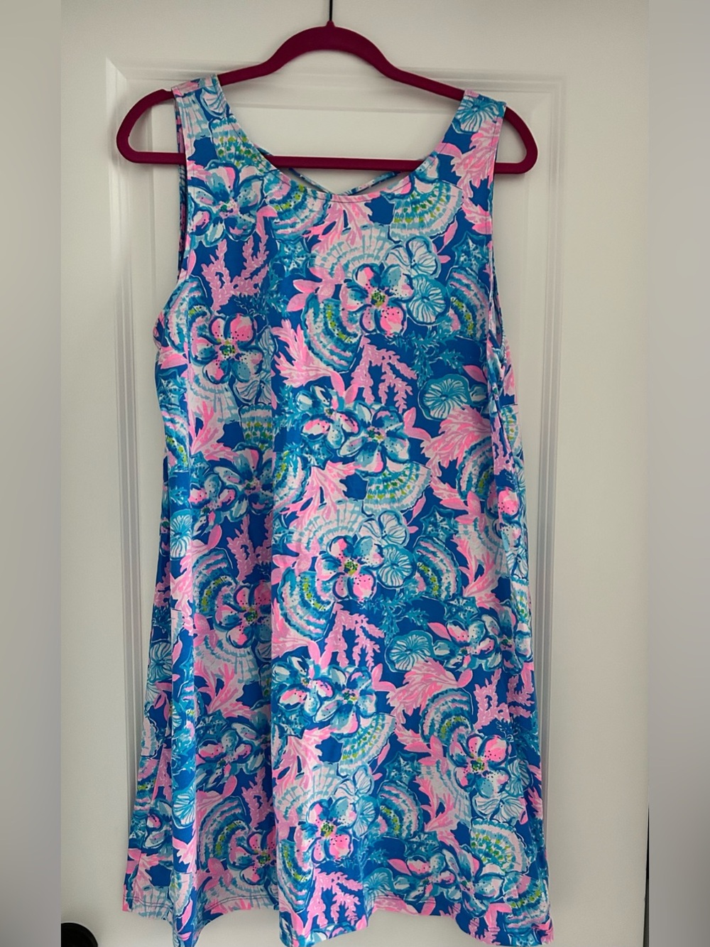 Lilly Pulitzer Sleeveless Floral Beach Dress in Bright Blue & Pink